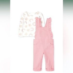 The Children's Place Toddler Girls Ruffle Overalls 2-Piece Set size 18-24 months
